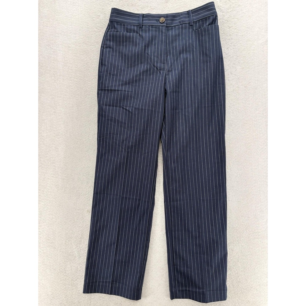 LOFT The Parker Straight Leg Dress Pants Womens 4 Blue Pinstripe Stretch Twill